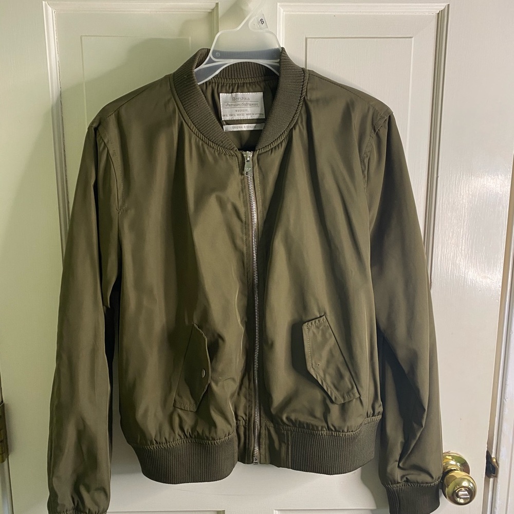 Bershka olive green light bomber jacket
